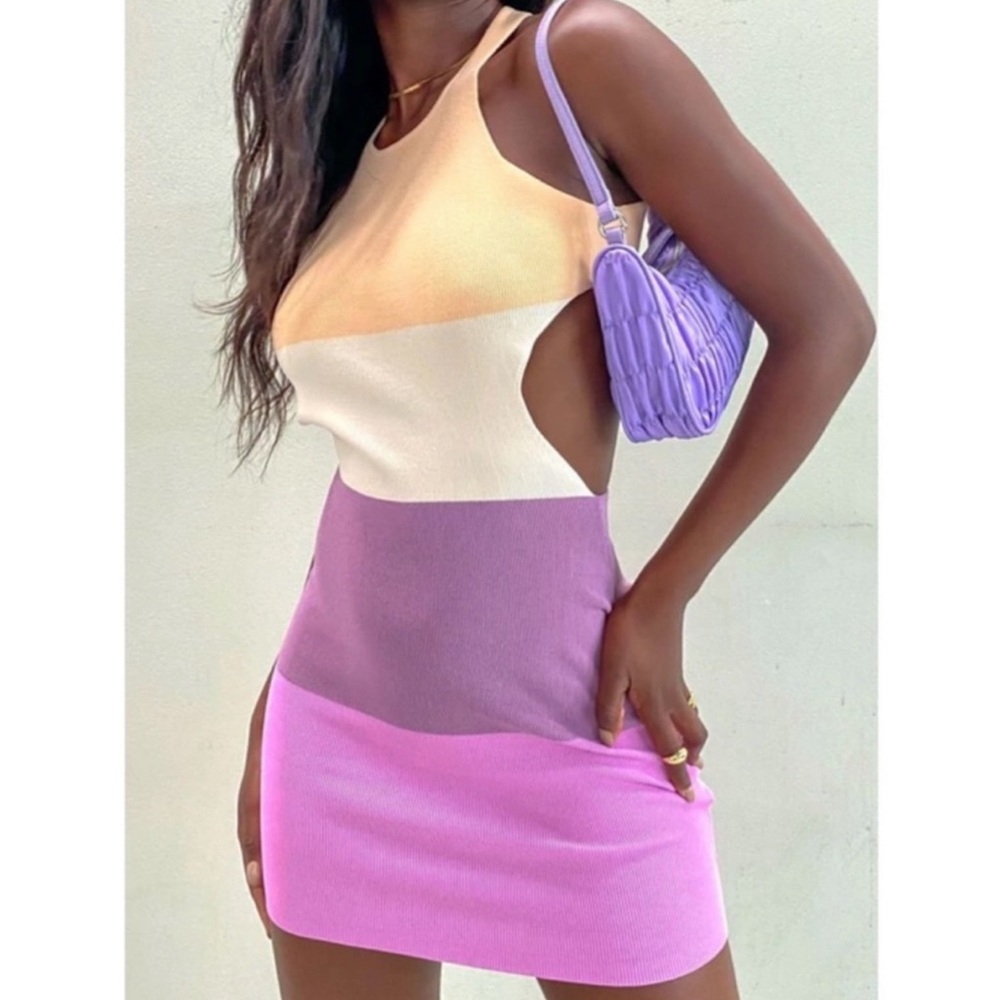 💜Mazzy Backless Knit Dress Stripe💜